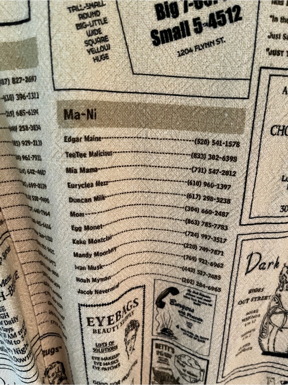 Fashion Brand Company 1X Sleeveless Newspaper-Print Shirt Dress in Yellow Pages - Picture 4 of 15